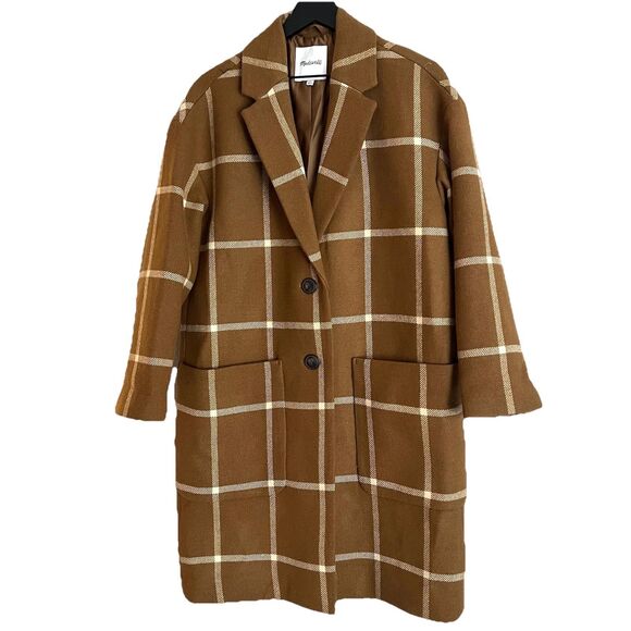 Madewell Jackets & Blazers - Madewell Windowpane Elmcourt Coat Size M Brown